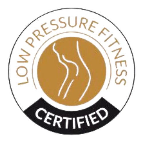 Sello de formación oficial en hipopresivos low pressure fitness.